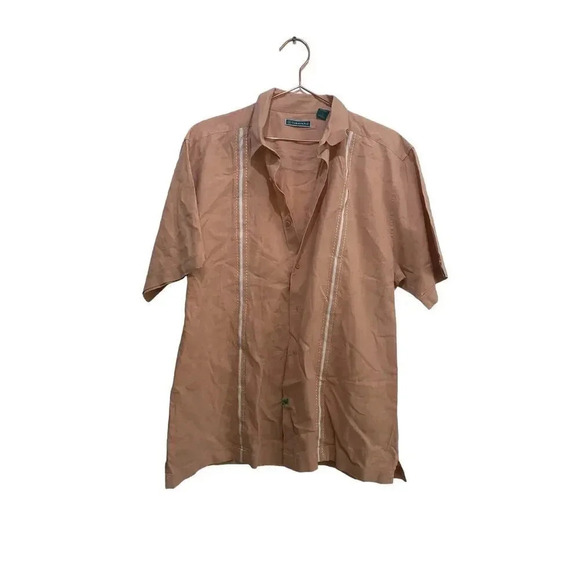 Cubavera Tan Short Sleeve Button Down Casual Shirt Size Large - Picture 1 of 5